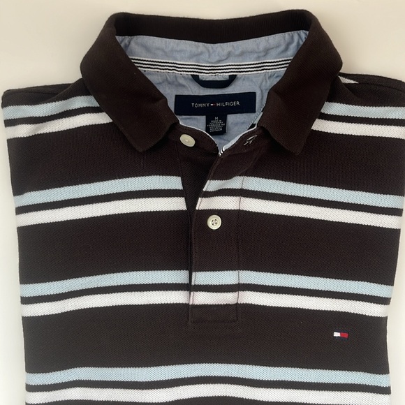 TOMMY HILFIGER Polo Stripe Shirt Short Sleeve 100% cotton - Picture 5 of 6